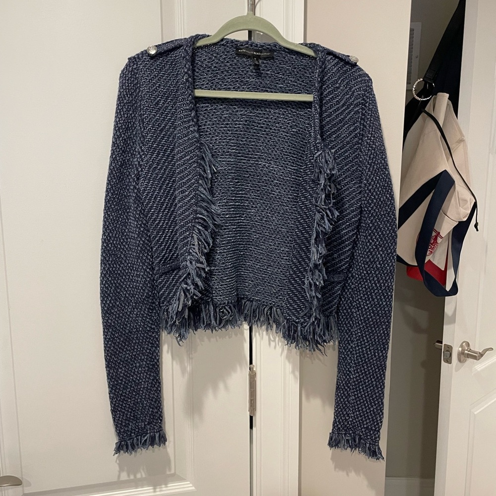 White House Black Market blue knitted jacket, sz M